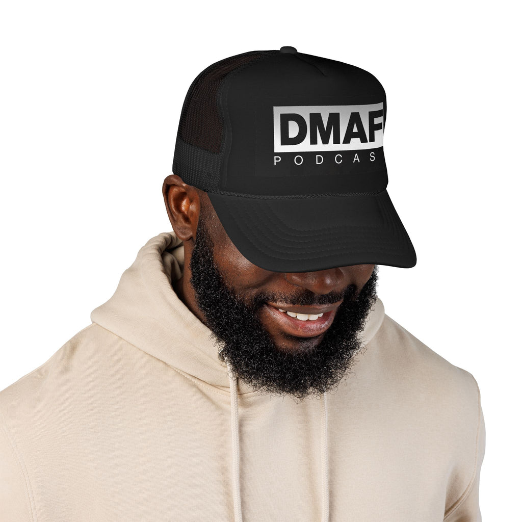 DMAF Trucker Hat — Black Foam Mesh Cap