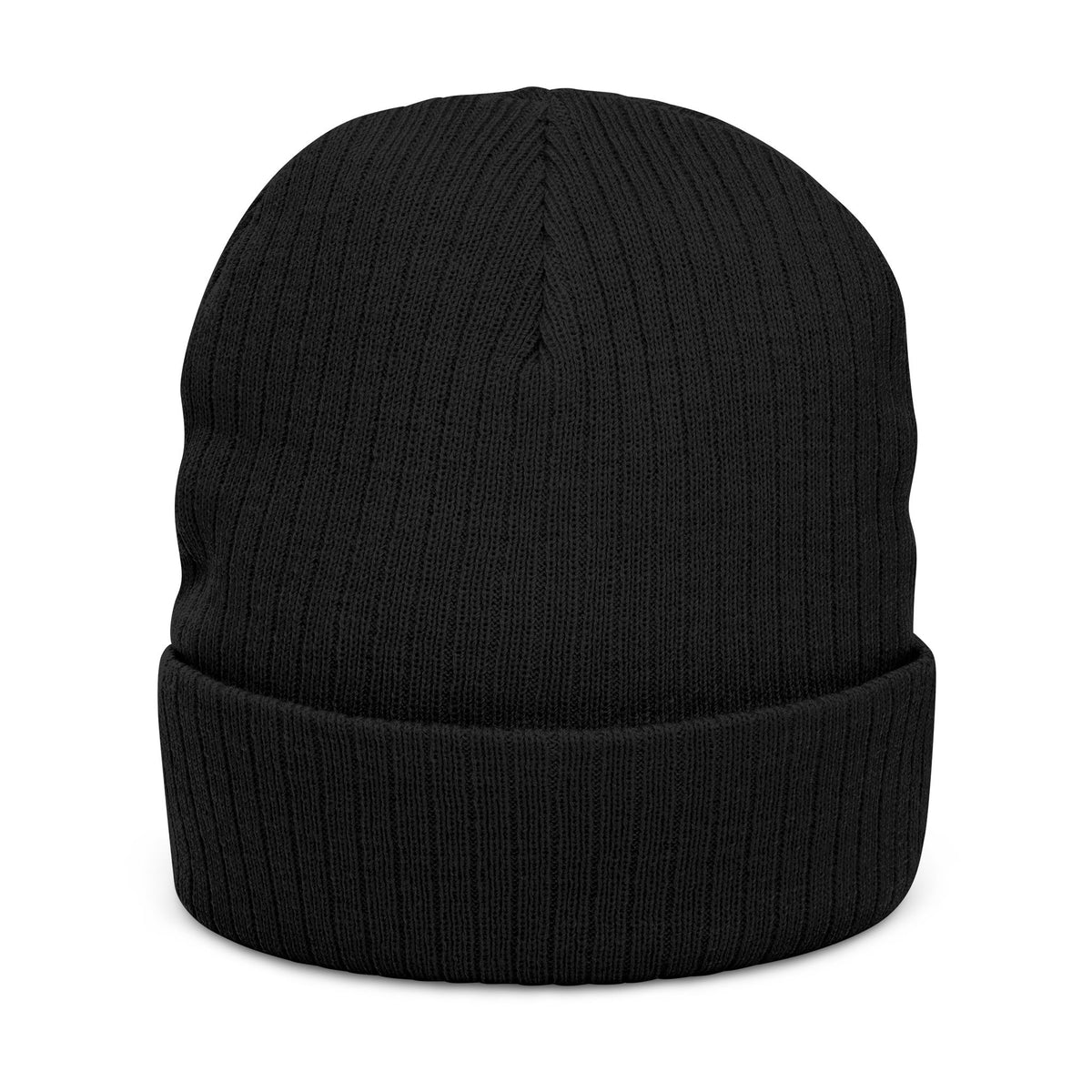DMAF Embroidered Ribbed Beanie – Bold Black Knit Winter Hat