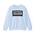 DMAF Podcast crewneck sweatshirt, centered chest logo
