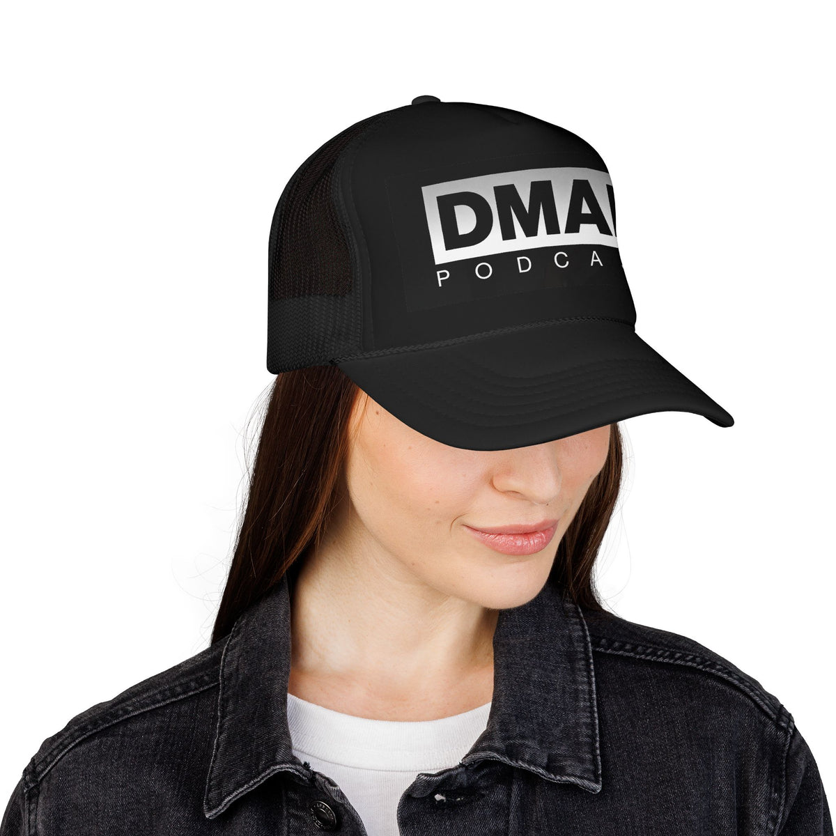 DMAF Trucker Hat — Black Foam Mesh Cap