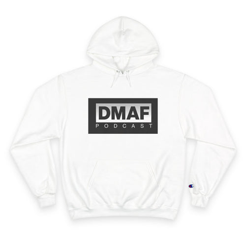DMAF Podcast Champion pullover hoodie, front logo